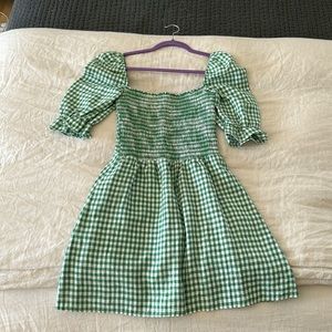 Reformation green gingham linen dress